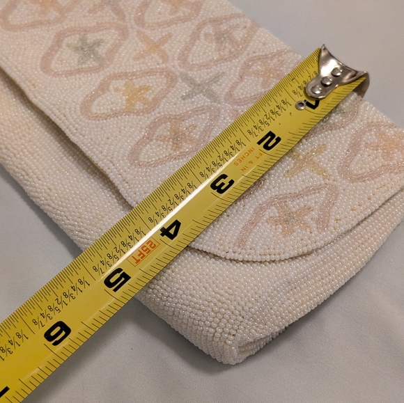 Vintage 1950s–60s Hand-Beaded Pastel Pearl Clutch – Bridal, Cocktail, Formal - Picture 11 of 14